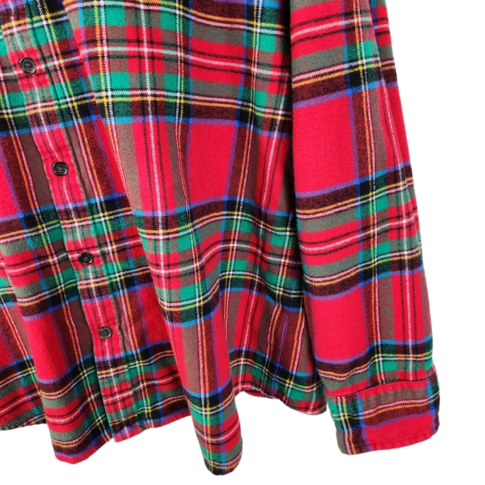Lands' End Plaid Red & Green Flannel Shirt Mens XL - Picture 5 of 9